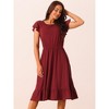 Seta T Women's Summer Casual Flutter Short Sleeve Crew Neck Ruffle Hem Midi Dress with Pockets - 3 of 4