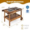 Yinvani Outdoor Movable Mud Kitchen with 2 Rolling Wheels and 1 Push Handle - 3 of 4