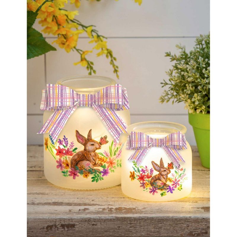 Home Decor 6.5 Inch Grassy Meadow & Bunny Scene Flowers Butterfly Decorative Jars, 2 of 4
