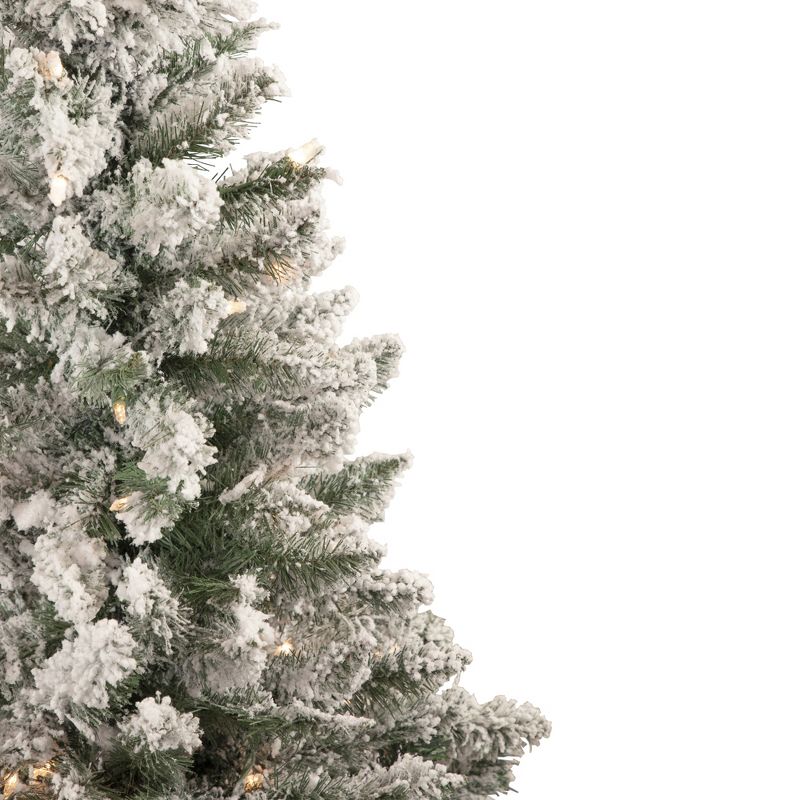 Northlight 4' Pre-Lit Flocked Pine Slim Artificial Christmas Tree, Clear Lights, 3 of 8