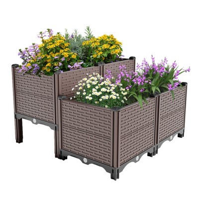 Chic Crate 31.5x31.5in Raised Garden Bed – Polypropylene | 440lb Capacity | Drain Outlet + Frost/Heat Resistant | Outdoor Veggie/Flower/Herb
