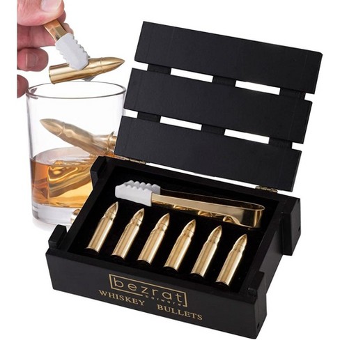 Set of 6 Reusable Whiskey Stones Bullets with Base - Stainless Steel Ice  Cubes