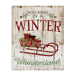 Stupell Industries Rustic Winter Wonderland Sleigh, 16" x 20" - 1 of 4