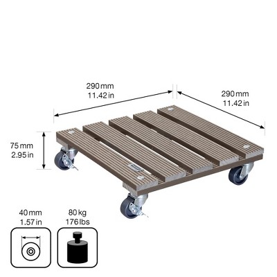 Taupe 11.4" Square Wood Plastic Composite Plant Caddy