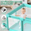 Skirfy Baby Playpen, 50 x 50 in, Non-Slip Base, Soft Mesh Sides, 2 Pull-up Rings, Carry Bag, Green - 3 of 4