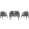 4 Piece Modern Poolside Seating Set,Woven Rope Back Outdoor Patio Conversation Set,Metal Garden Furniture Set with Cushions-Coolbibila - 4 of 4