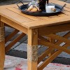 Cambridge Casual Carmel Teak Wood Outdoor Side Table: Honey Twist Wicker, Weather-Resistant, 18.25" Height - 4 of 4