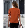 BLUEMING Womens T-Shirts Short Puff Sleeve Casual Blouses V Neck Smocked Cuff Tunic Tops Business Tops - 2 of 4
