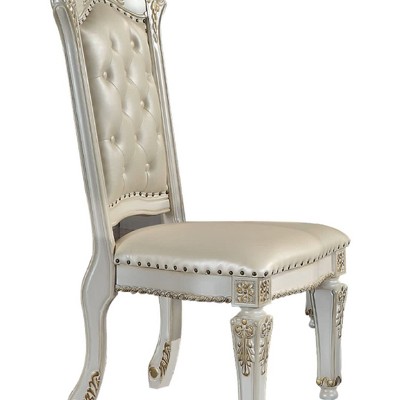 Vendome White and Gold Upholstered Wood Side Chair