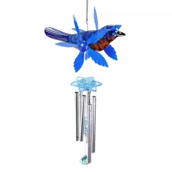 24" Metal Bird Spinning Wings Wind Chime Blue - Exhart