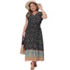 Agnes Orinda Women's Plus Size Floral V Neck Ruffle Sleeve Beach Casual Boho Maxi A Line Dresses - 3 of 4