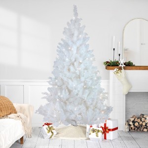 Northlight Pre-Lit White Alaskan Pine Artificial Christmas Tree - 6.5' - Warm White LED Lights - 1 of 4