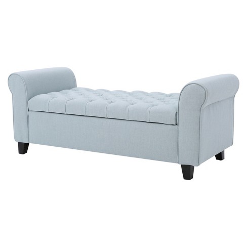 Keiko Armed Storage Bench Light Blue Christopher Knight Home