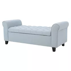 Keiko Armed Storage Bench - Light Blue - Christopher Knight Home