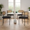 PexFix 2Pcs Modern Upholstered Dining Chairs Rattan Back Dining Room Chairs Accent Kitchen Chairs with Metal Legs Black - 3 of 4