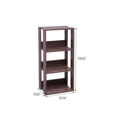 Adjustable Brown Wood 3-Shelf Open Storage Unit