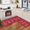 Christmas Red Kitchen Mat Sets of 2 Washable Runner Rug,17x29In+17x47In,Non Slip Non Shedding Kitchen Rug Decorative Runner Mats - 2 of 4