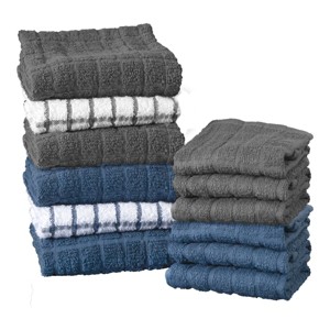 John Ritzenthaler Co. Ritz Variety 12-Pack Checked and Solid Kitchen Towel and Dish Cloth Set - 1 of 4