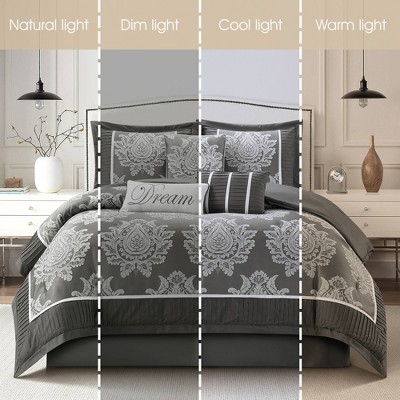 California King Grey Microfiber Reversible Comforter Set