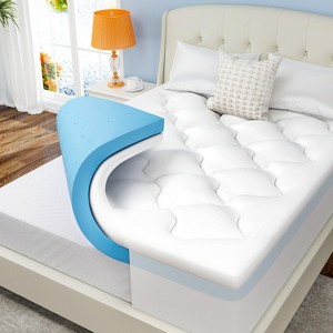 Dyonery 4 Inch Dual Layer Memory Foam Mattress Topper King Size,Cooling Gel Memory Foam & Pillow Top Mattress Pad,Fits 8-20 Inches Deep Pocket - 1 of 4