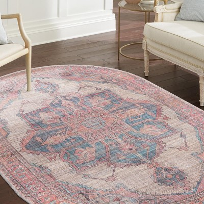 Unique Loom Nostalgia Ella Floral Washable Indoor Flatweave Woven Area Rug