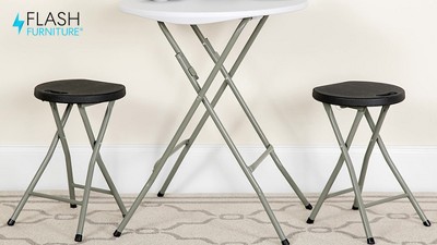 Black Foldable Stool with Titanium Gray Frame