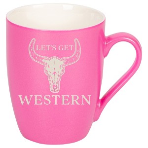 100 North Bull Skull 10 Ounce Pink Metallic Finish, Comfortably Fits Your Hands, New Bone China Coffee Tea Cup Mug, Let's Get Western - 1 of 1