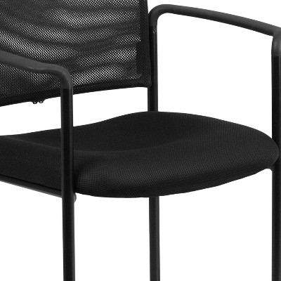 Black Mesh Stackable Steel Visitor Chair with Arms