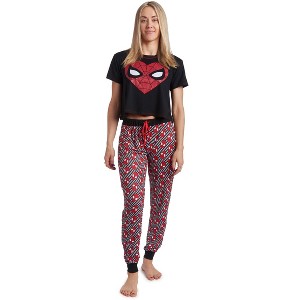 Marvel Wakanda Forever Spider-Man Avengers Black Panther Women's Pajama Shirt and Pants Sleep Set Adult  - 1 of 4