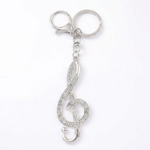 Alilang 2pc Treble Clef Rhinestone Keychain Bag Charm with Lobster