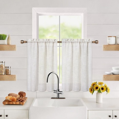 Linen Blend Short Kitchen Curtains For Small Windows : Target