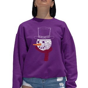 LA Pop Art Snowman Face - Women's Word Art Crewneck Sweatshirt - 1 of 4