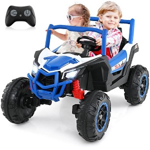 Costway 24V Kids Ride on UTV with 4 x 100W Powerful Engine Remote Control High/Low Speed Pink/Black/Red/Navy - 1 of 4