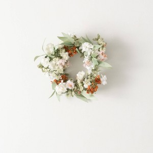 Sullivans Artificial Mixed Wild Flower Mini Wreath 12"H; White - 1 of 3