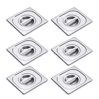 BIRDROCK HOME Stainless Steel Steam Table Pan Lids, 24 Gauge Steel, Fits 1/6-Size Hotel Pans, Perfect for Meal Prep, Cooking & Food Storage (6 Pack)