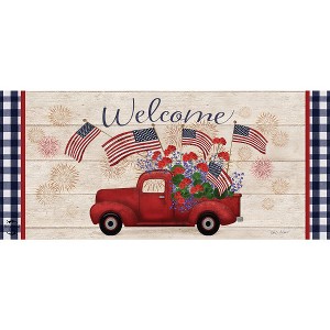 Briarwood Lane Summer Stars and Stripes Truck Mini Mat 22x10 Indoor Outdoor For Summer Doormat - 1 of 3