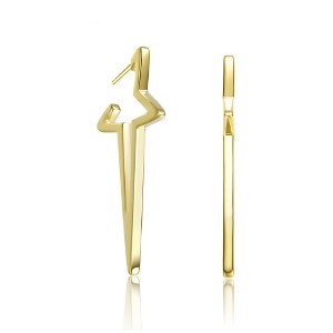Stylish 14K Yellow Gold Plated Star Open Hoop Earrings with a Unique and Trendy Design for a Touch of Whimsy - 1 of 4