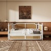 Full/Twin Size Daybed, Rattan Wood Bed Frame with Drawers/ Trundle Bed for Bedroom, Antique Walnut -ModernLuxe - 2 of 4