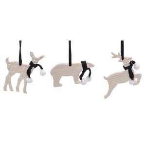 Transpac Resin Black Scarf Animal Ornament Set of 3 Christmas Home Decorations - 1 of 1