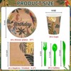 Hachikiko Safari Jungle Birthday Party Supplies Tableware, Zoo Theme Gold Foil Forest Animal Party Decorations Packs Baby Shower-Disposable Plates... - 2 of 4