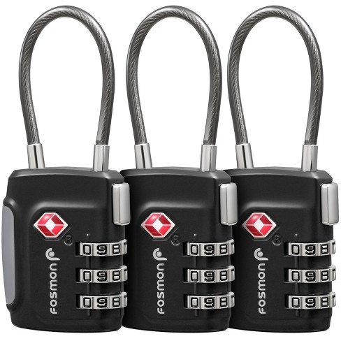 Fosmon 3 Pack Cable Tsa Approved Luggage Locks Open alert Combination Padlock For Travel Combo Tsa Lock For Luggage Suitcase Backpack Black Target