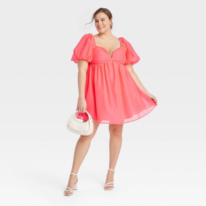 Women's Balloon Short Sleeve Organza Baby Doll Dress - A New Day™, 4 of 12