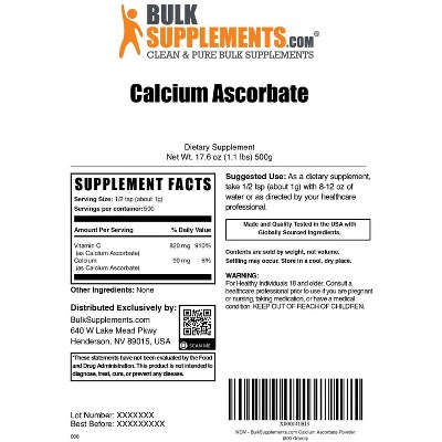 BulkSupplements Calcium Ascorbate (Vitamin C) Powder