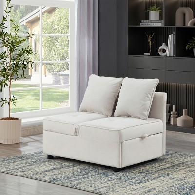 NicBex 4-in-1 Convertible Sleeper Chair,Folding Sofa Bed with 2 Throw Pillows,Couches with Wood Frame for Living Room,Beige/Gray/Black/Blue