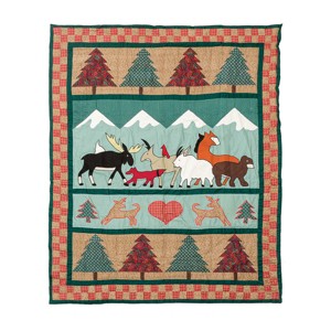 C&F Home 50" x 60" Friends Of The Forest Geometric Pattern Moose Fox Deer Elk Horse Pine Trees Mountains Accent Throw Blanket - 1 of 4