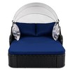 Nestfair Black Wicker Outdoor Double Lounge Day Bed with Adjustable Canopy and Cushions Black/Blue - 3 of 4
