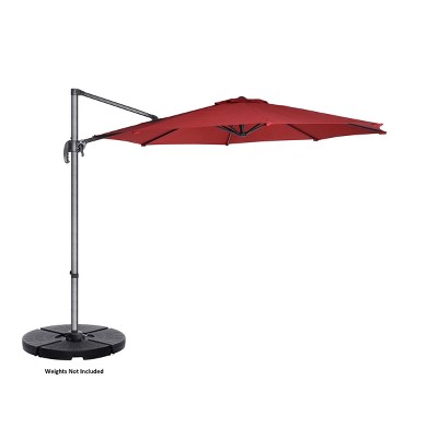 Nature Spring Rotating Offset Patio Umbrella with Tilt Adjustment - 10' x 8.1', Red