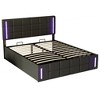 Upholstered Platform Bed, Full/Queen Size LED Platform Bed Frame With USB Charging Station, Modern Stylish Bed Frame - 2 of 4