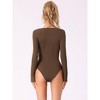 Allegra K Women's Ribbed Square Neck Front Buttons Casual Long Sleeve Body Shapers - 2 of 4