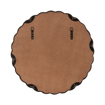 Perlina 26" Black Round Scalloped Vanity Mirror